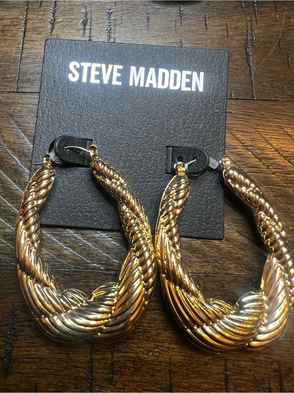 Steve Madden Gold Twisted Hoop Earrings